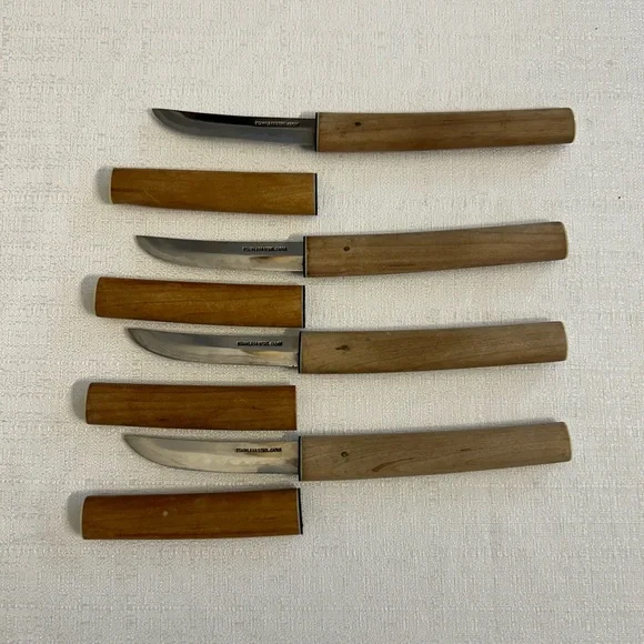 Vintage Japanese Kanenari Seki Knives with Bamboo Sheath - Picture 3 of 7